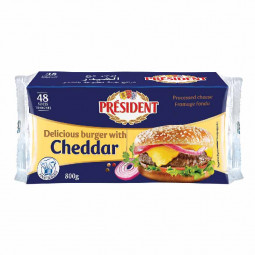 Phô mai Cheddar Burgar 48 miếng 800g  - Président - EXP 25/03/2022