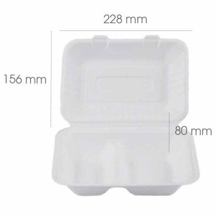 Clamshell Rectangle 2 Compartments Natural Fiber (800ml)200 - HRK