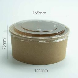 Kraft Salad Bowl (1300ml)300 with Lid PET - HRK